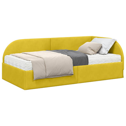 vidaXL Eckbettgestell mit Matratze mit Kopfteil 2 pcs Gelb Samt