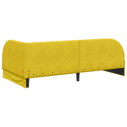 vidaXL Eckbettgestell mit Matratze mit Kopfteil 2 pcs Gelb Samt