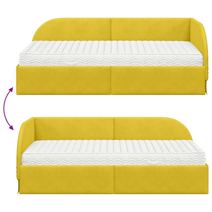 vidaXL Eckbettgestell mit Matratze mit Kopfteil 2 pcs Gelb Samt