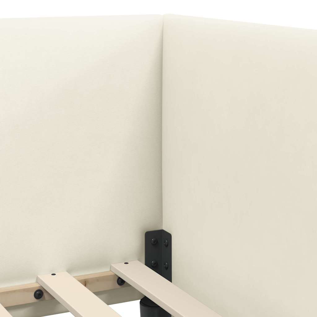 vidaXL Eckbettgestell mit Matratze mit Kopfteil 2 pcs Creme Samt