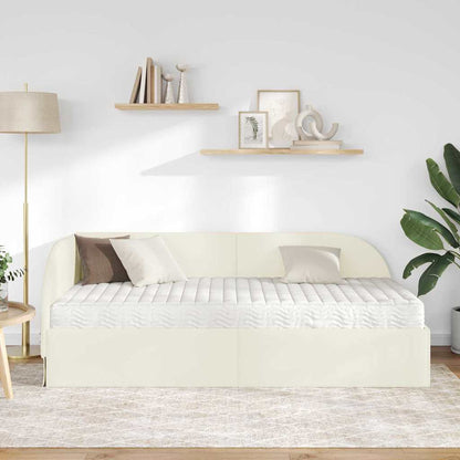 vidaXL Eckbettgestell mit Matratze mit Kopfteil 2 pcs Creme Samt
