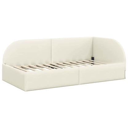 vidaXL Eckbettgestell mit Matratze mit Kopfteil 2 pcs Creme Samt