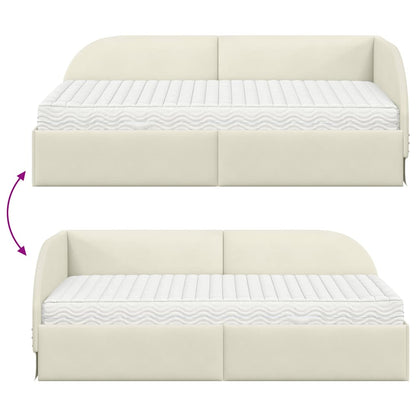 vidaXL Eckbettgestell mit Matratze mit Kopfteil 2 pcs Creme Samt