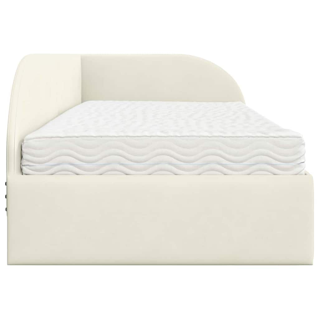 vidaXL Eckbettgestell mit Matratze mit Kopfteil 2 pcs Creme Samt