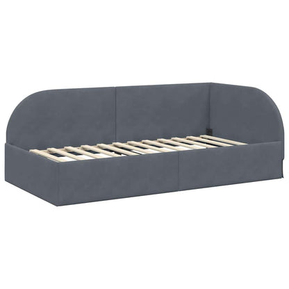 vidaXL Eckbettgestell mit Matratze mit Kopfteil 2 pcs Grau Samt