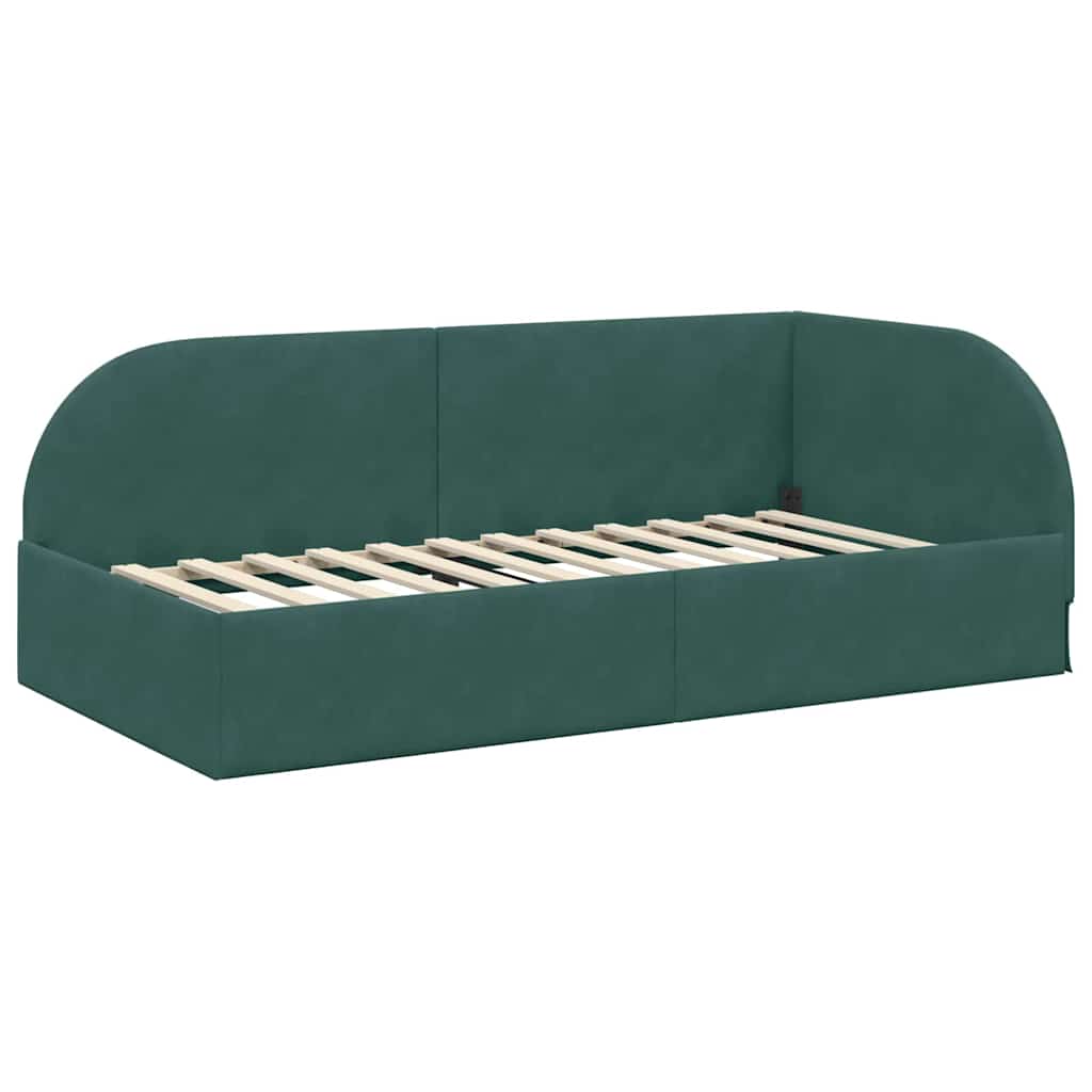 vidaXL Eckbettgestell mit Matratze mit Kopfteil 2 pcs Grün Samt