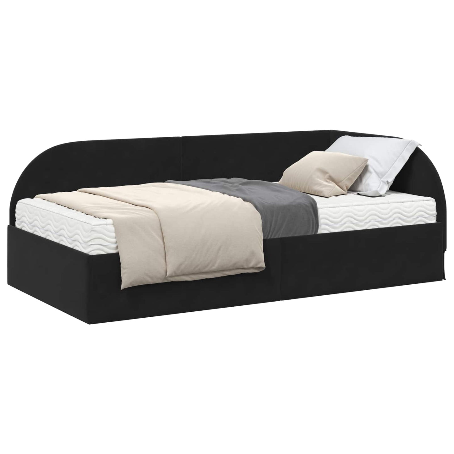 vidaXL Eckbettgestell mit Matratze mit Kopfteil 2 pcs Schwarz Samt