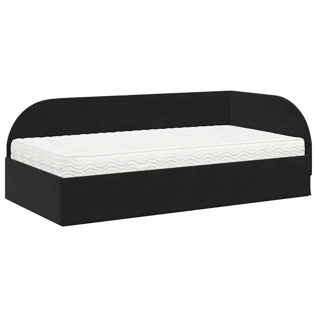 vidaXL Eckbettgestell mit Matratze mit Kopfteil 2 pcs Schwarz Samt