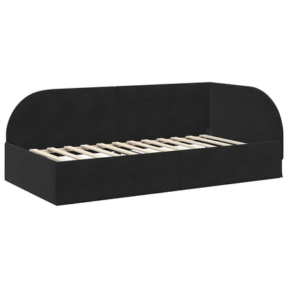 vidaXL Eckbettgestell mit Matratze mit Kopfteil 2 pcs Schwarz Samt
