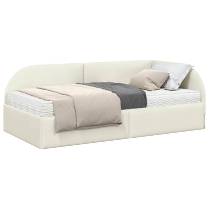 vidaXL Eckbettgestell mit Matratze mit Kopfteil 2 pcs Creme Samt
