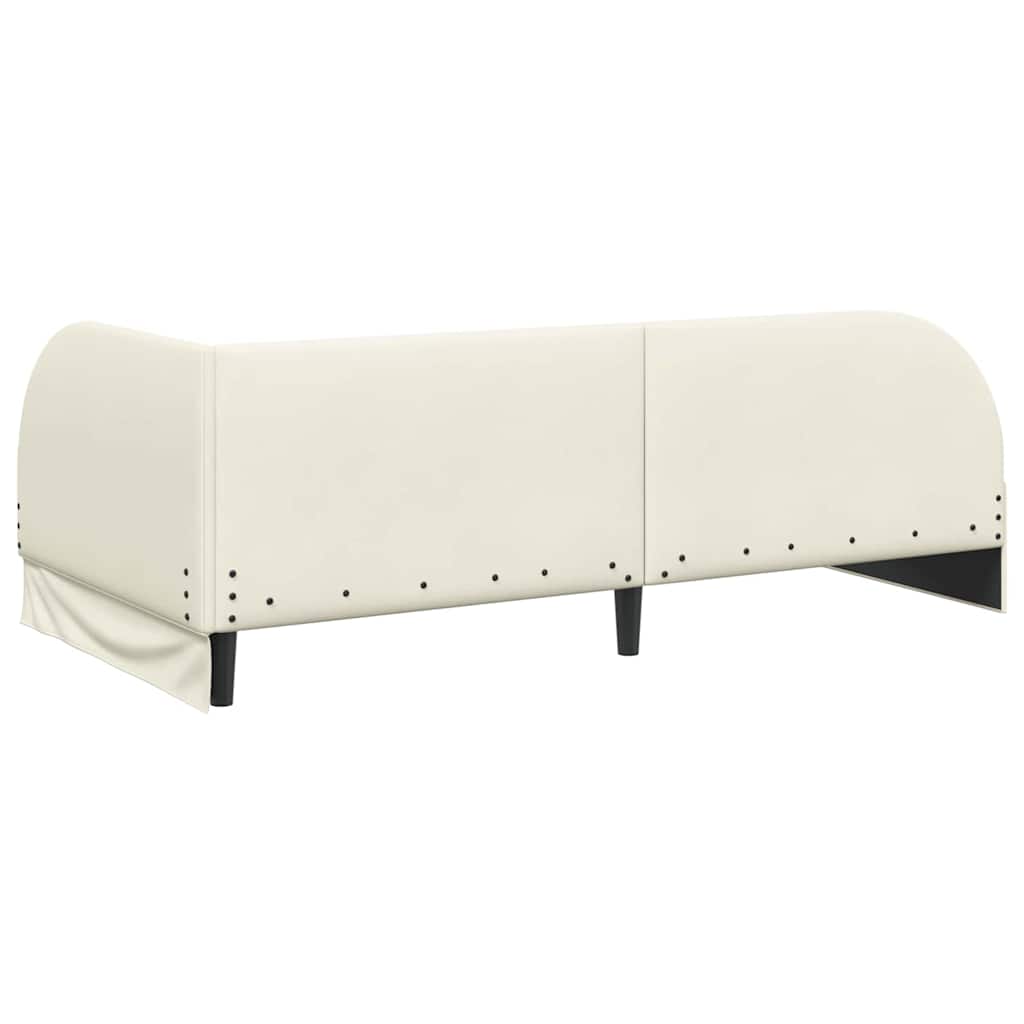 vidaXL Eckbettgestell mit Matratze mit Kopfteil 2 pcs Creme Samt