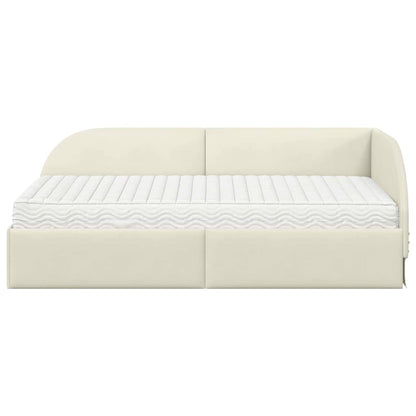 vidaXL Eckbettgestell mit Matratze mit Kopfteil 2 pcs Creme Samt