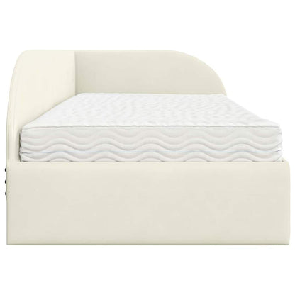 vidaXL Eckbettgestell mit Matratze mit Kopfteil 2 pcs Creme Samt