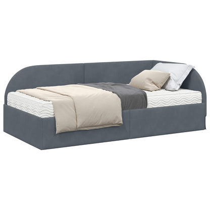 vidaXL Eckbettgestell mit Matratze mit Kopfteil 2 pcs Grau Samt