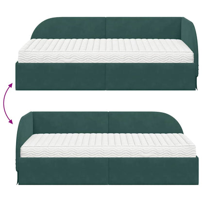 vidaXL Eckbettgestell mit Matratze mit Kopfteil 2 pcs Grün Samt