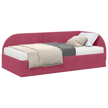 vidaXL Eckbettgestell mit Matratze mit Kopfteil 2 pcs Rot Samt