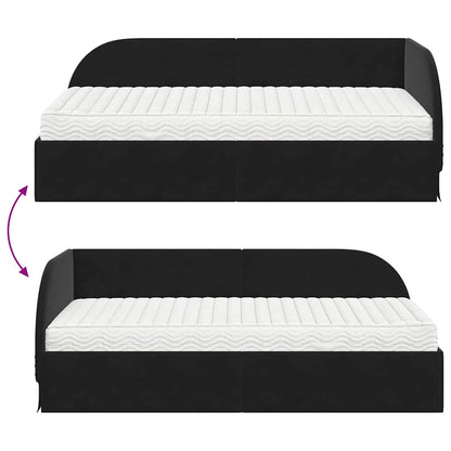 vidaXL Eckbettgestell mit Matratze mit Kopfteil 2 pcs Schwarz Samt