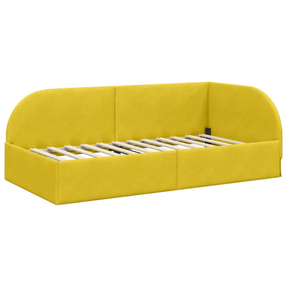 vidaXL Eckbettgestell mit Matratze mit Kopfteil 2 pcs Gelb Samt