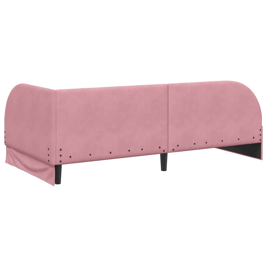 vidaXL Eckbettgestell mit Matratze mit Kopfteil 2 pcs Rosa Samt