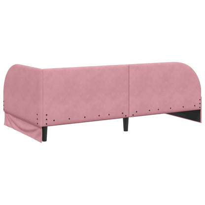 vidaXL Eckbettgestell mit Matratze mit Kopfteil 2 pcs Rosa Samt