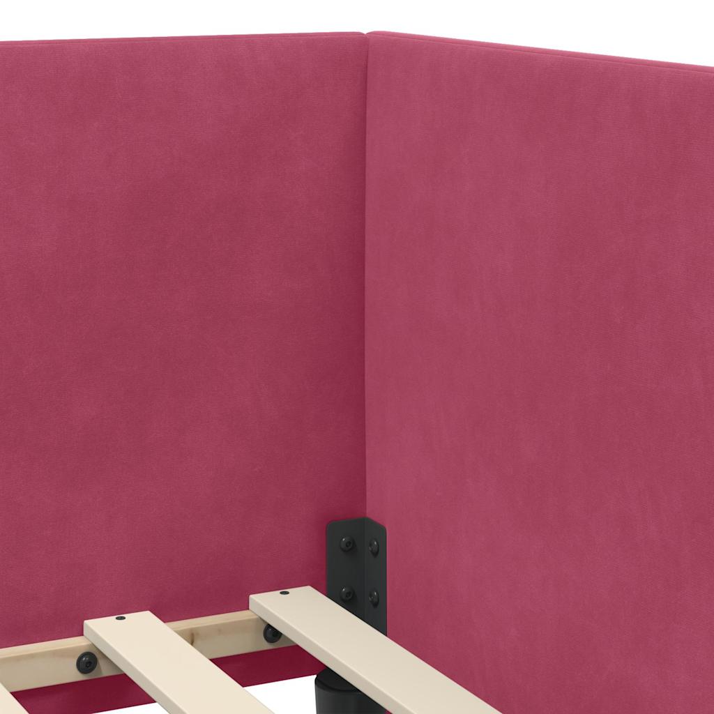 vidaXL Eckbettgestell mit Matratze mit Kopfteil 2 pcs Rot Samt