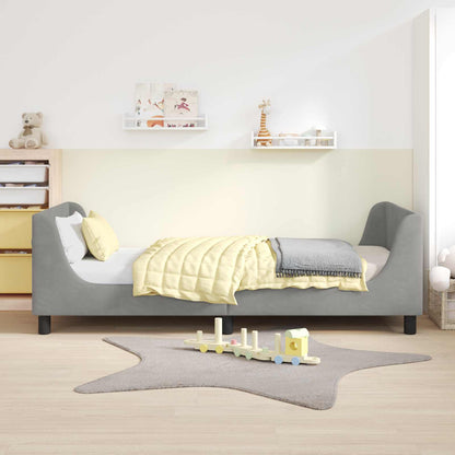 Kinderbettgestell mit Kopfteil Hellgrau 90 x 200 cm Samt