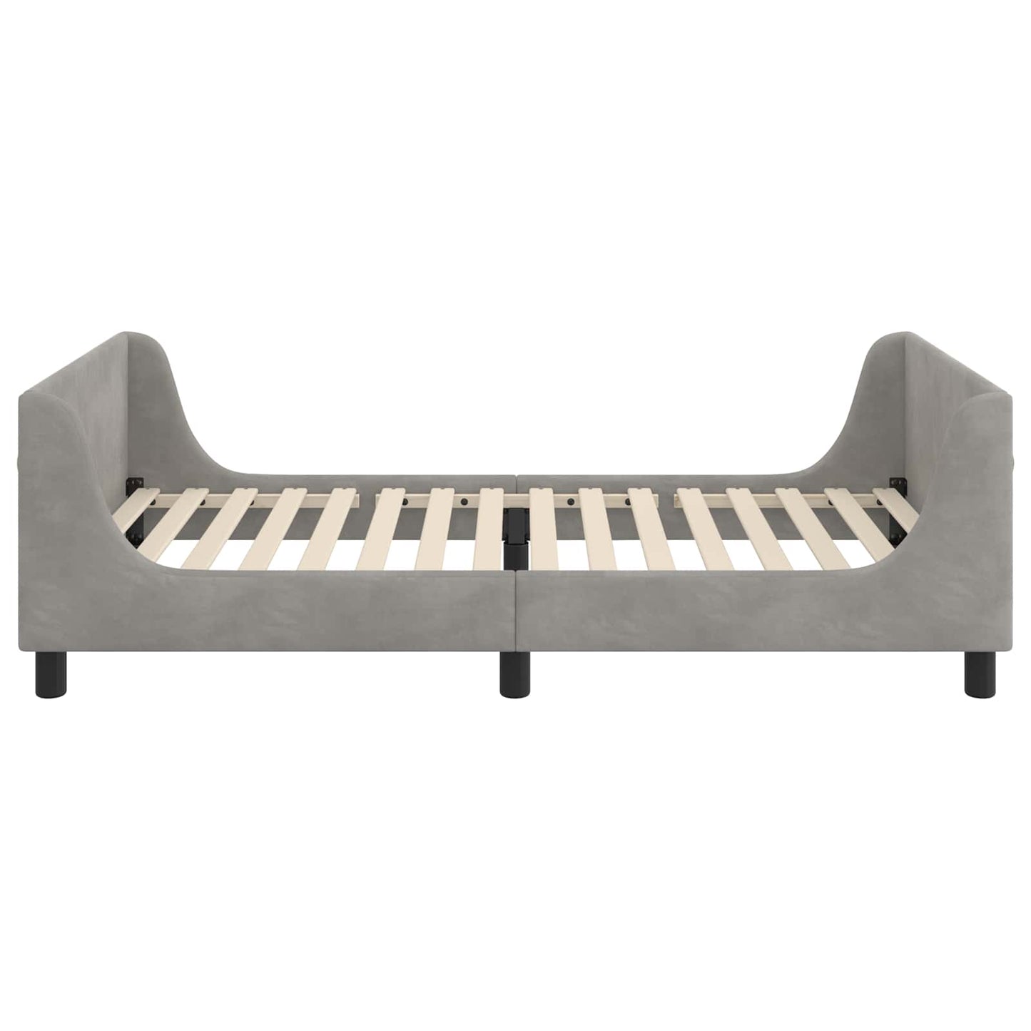 Kinderbettgestell mit Kopfteil Hellgrau 90 x 200 cm Samt