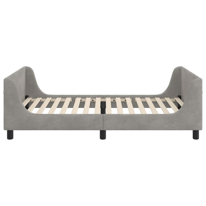 Kinderbettgestell mit Kopfteil Hellgrau 90 x 200 cm Samt