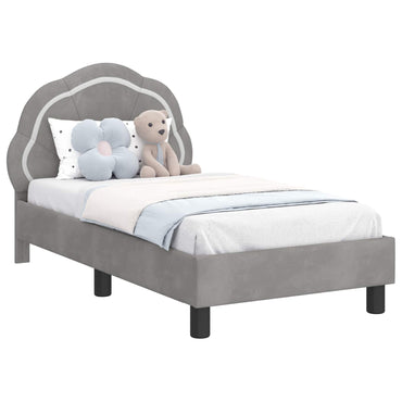 vidaXL Kinderbettgestell mit Kopfteil Hellgrau 70 x 140 cm Samt