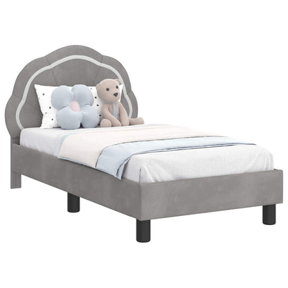 vidaXL Kinderbettgestell mit Kopfteil Hellgrau 70 x 140 cm Samt