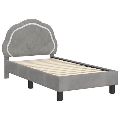 vidaXL Kinderbettgestell mit Kopfteil Hellgrau 70 x 140 cm Samt