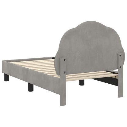 vidaXL Kinderbettgestell mit Kopfteil Hellgrau 70 x 140 cm Samt