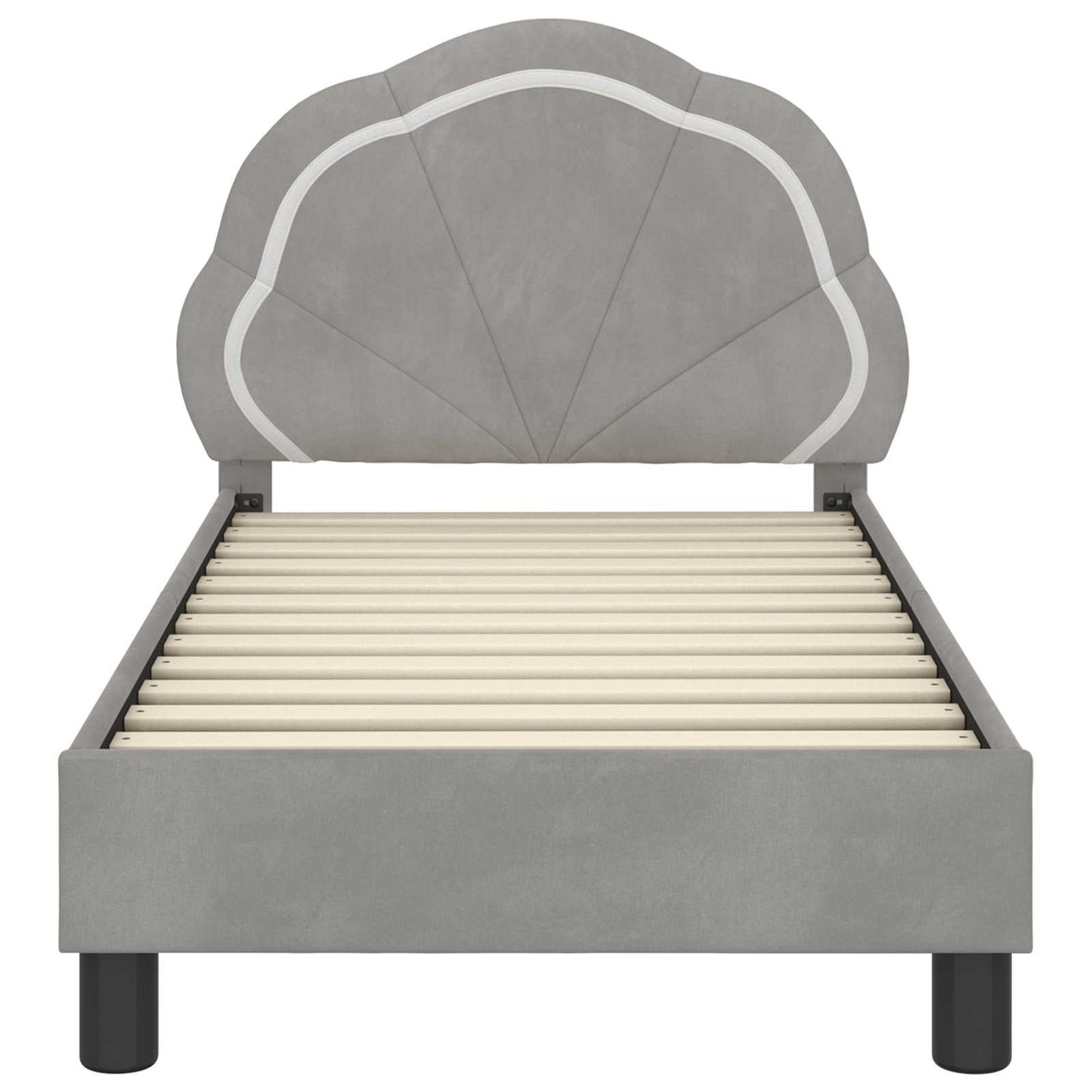 vidaXL Kinderbettgestell mit Kopfteil Hellgrau 70 x 140 cm Samt