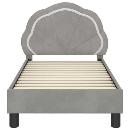 vidaXL Kinderbettgestell mit Kopfteil Hellgrau 70 x 140 cm Samt