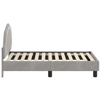 vidaXL Kinderbettgestell mit Kopfteil Hellgrau 70 x 140 cm Samt