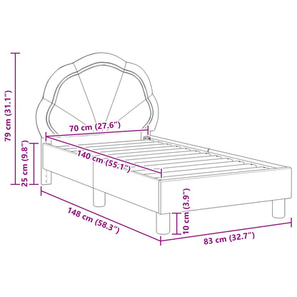 vidaXL Kinderbettgestell mit Kopfteil Hellgrau 70 x 140 cm Samt