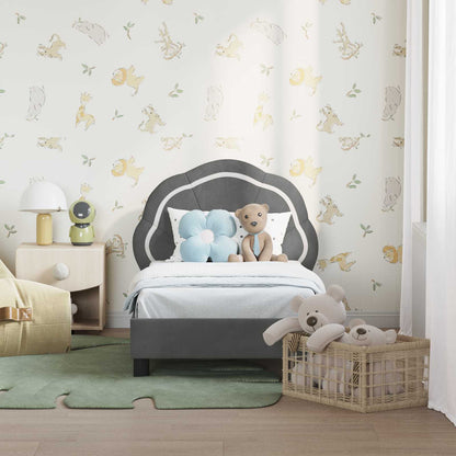 Kinderbettgestell mit Kopfteil Dunkelgrau 70 x 140 cm Samt