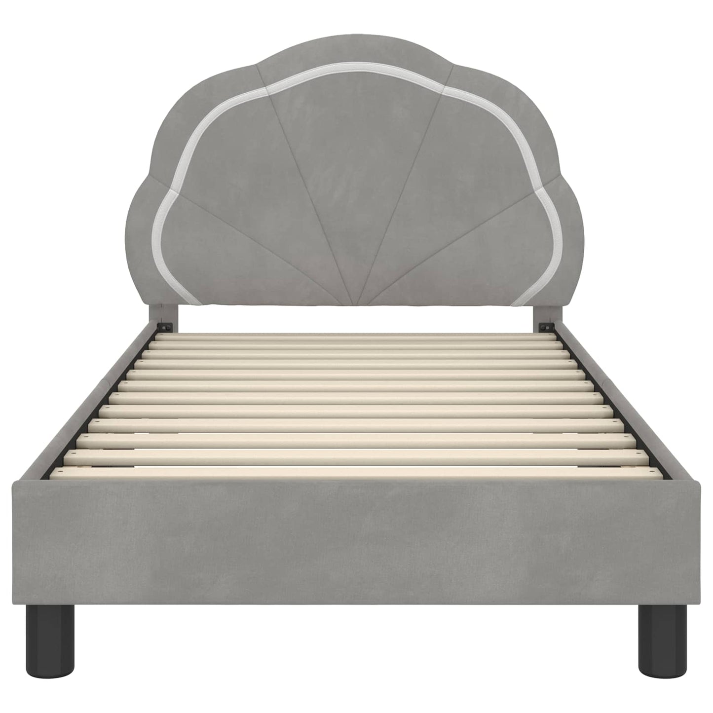 Kinderbettgestell mit Kopfteil Hellgrau 80 x 160 cm Samt