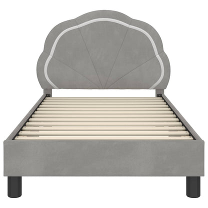 Kinderbettgestell mit Kopfteil Hellgrau 80 x 160 cm Samt