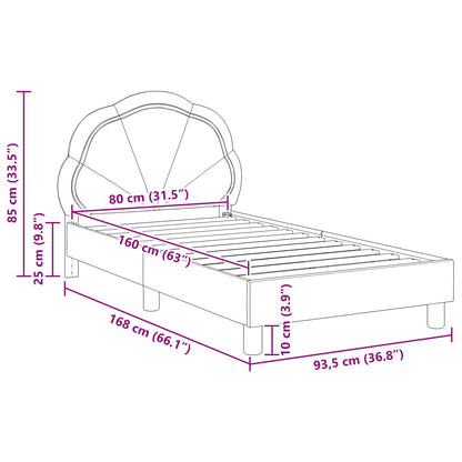 Kinderbettgestell mit Kopfteil Hellgrau 80 x 160 cm Samt