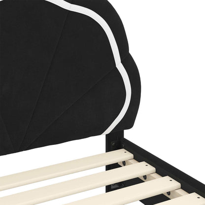 Kinderbettgestell mit Kopfteil Schwarz 80 x 160 cm Samt