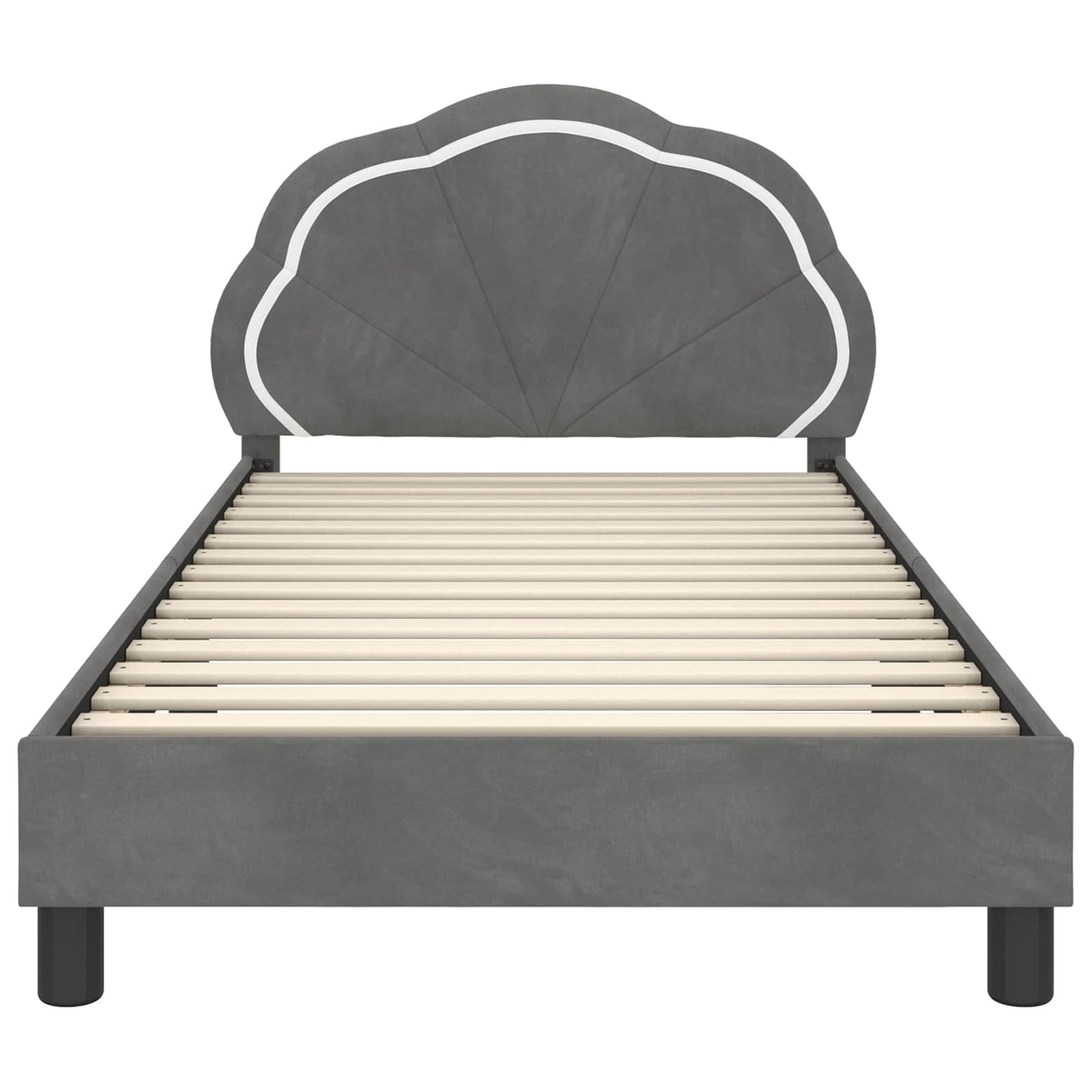 Kinderbettgestell mit Kopfteil Dunkelgrau 90 x 190 cm Samt