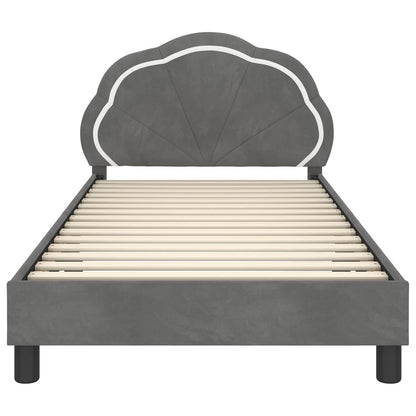 Kinderbettgestell mit Kopfteil Dunkelgrau 90 x 190 cm Samt