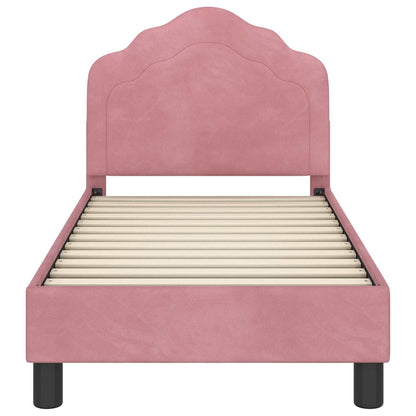 Kinderbettgestell mit Kopfteil Rosa 70 x 140 cm Samt