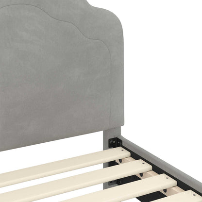 vidaXL Kinderbettgestell mit Kopfteil Hellgrau 80 x 160 cm Samt