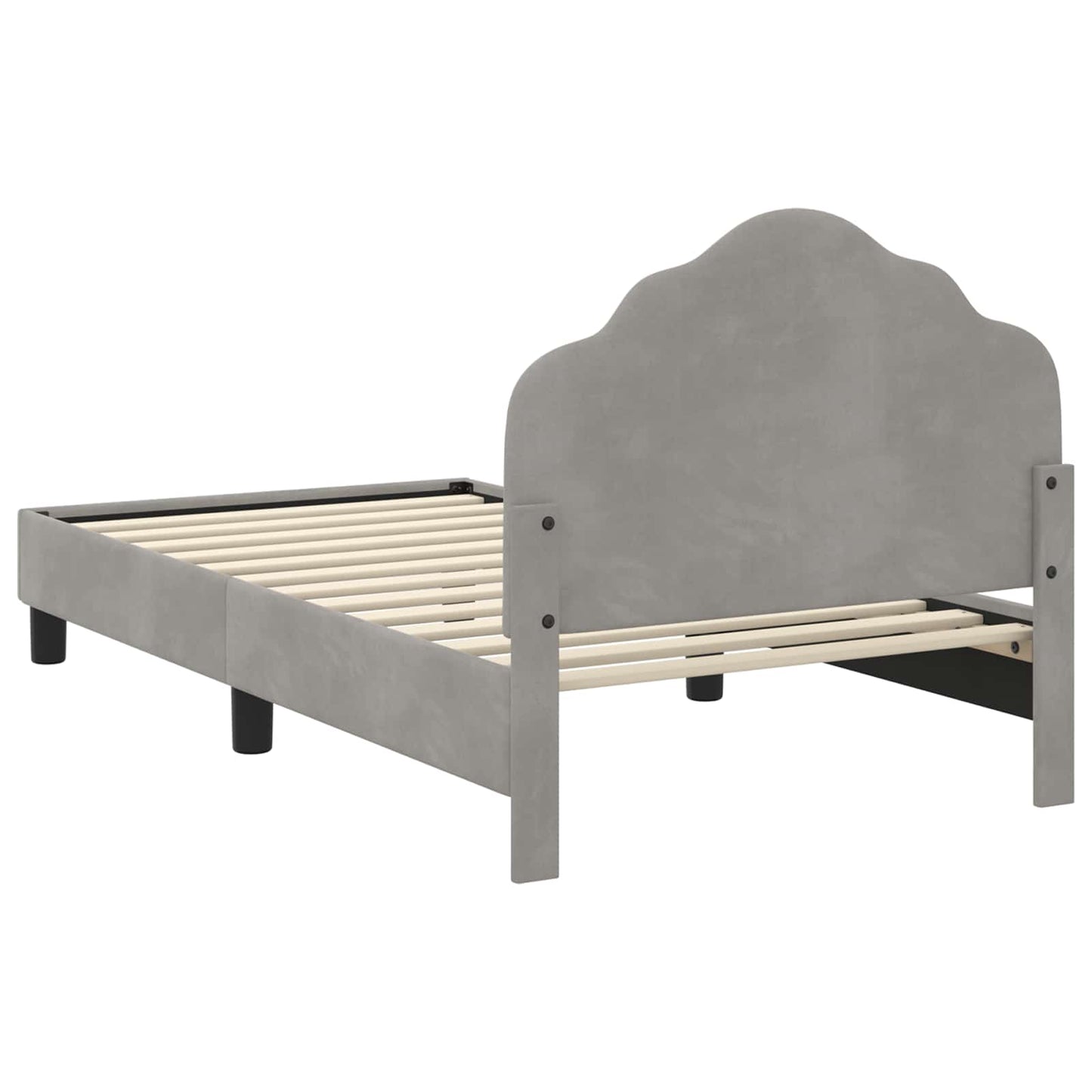 vidaXL Kinderbettgestell mit Kopfteil Hellgrau 80 x 160 cm Samt