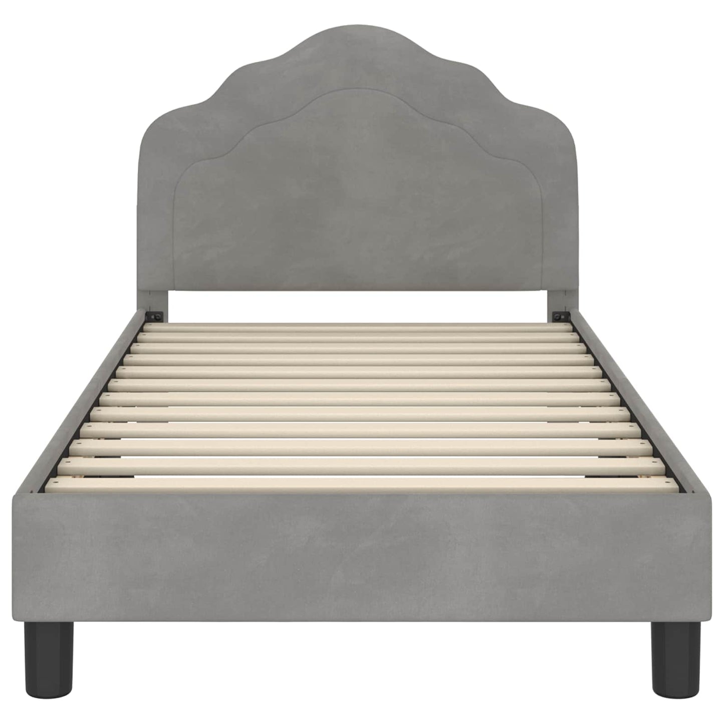 vidaXL Kinderbettgestell mit Kopfteil Hellgrau 80 x 160 cm Samt
