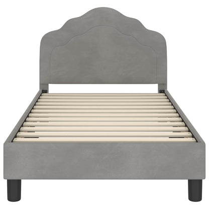 vidaXL Kinderbettgestell mit Kopfteil Hellgrau 80 x 160 cm Samt
