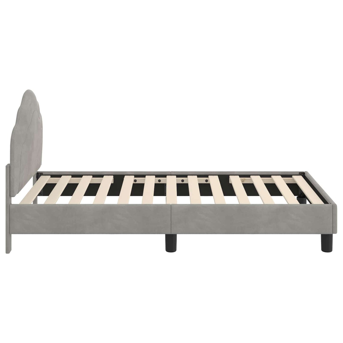 vidaXL Kinderbettgestell mit Kopfteil Hellgrau 80 x 160 cm Samt