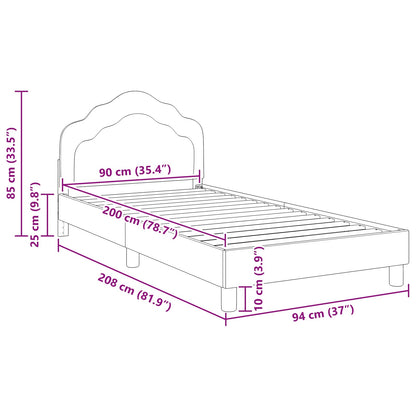 Kinderbettgestell mit Kopfteil Meergrün 90 x 200 cm Samt